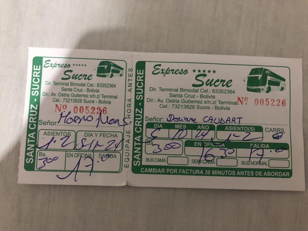 billet de bus en amérique du sud
